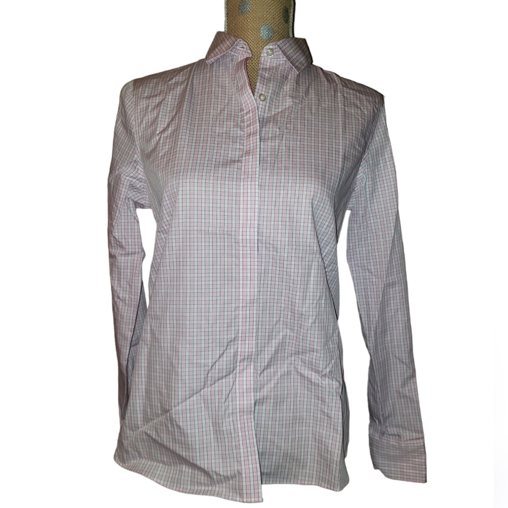 Lands end no iron supima size 4 pink check